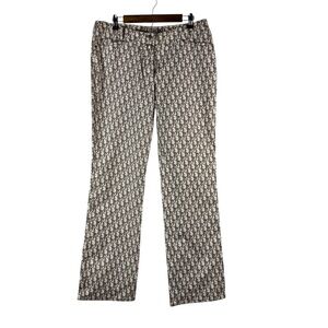 NEW S/S 2005 CHRISTIAN DIOR Oblique Trotter Monogram Beige Pants Women's Sz 14